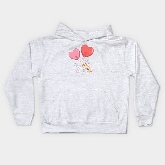 Valentine's Day Lollipop Design Kids Hoodie by Kahlenbecke